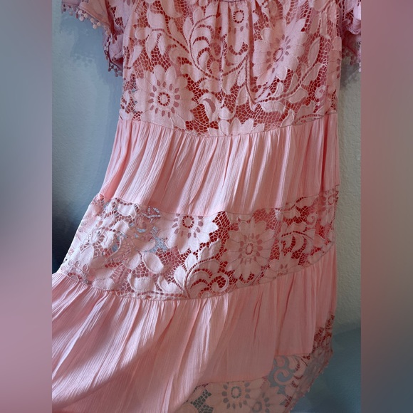 Signature pink lace dress petite M - Picture 2 of 9